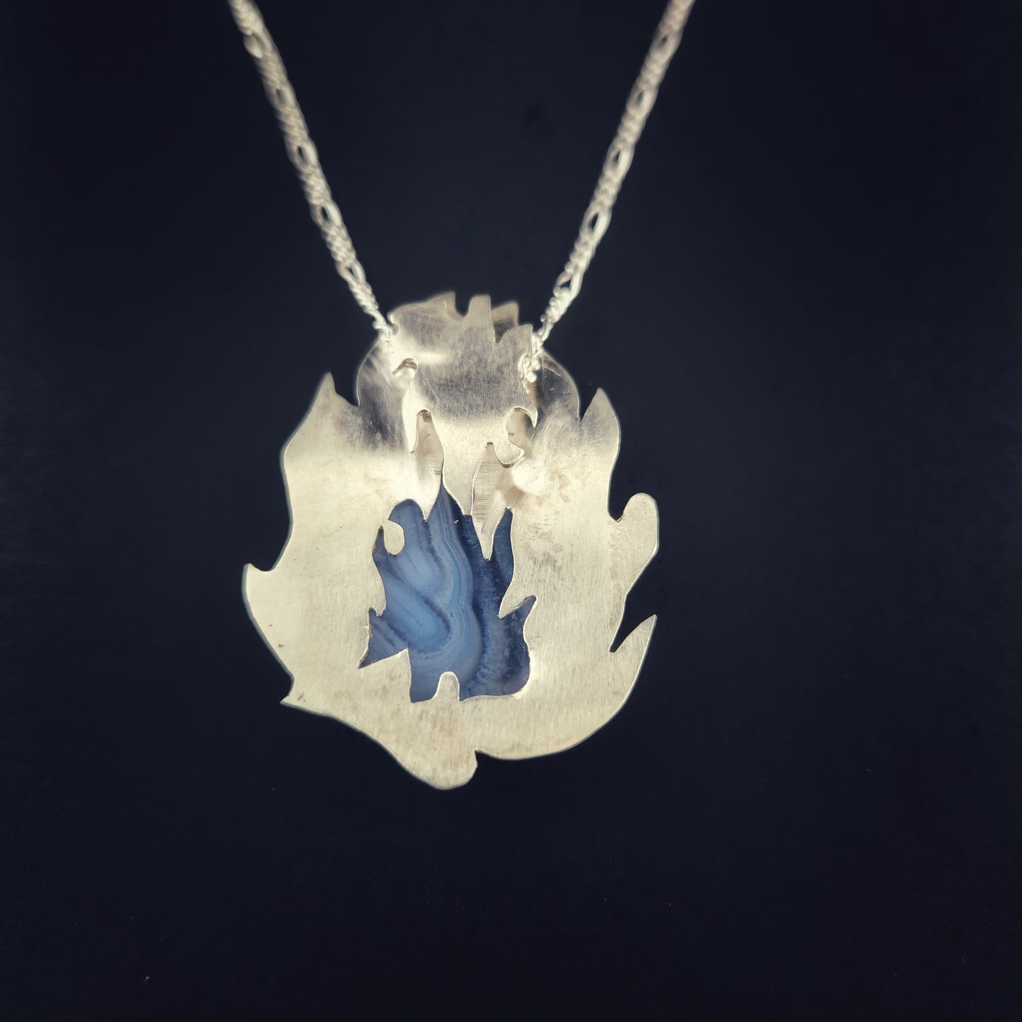 Blue lace Agate silver Pendant