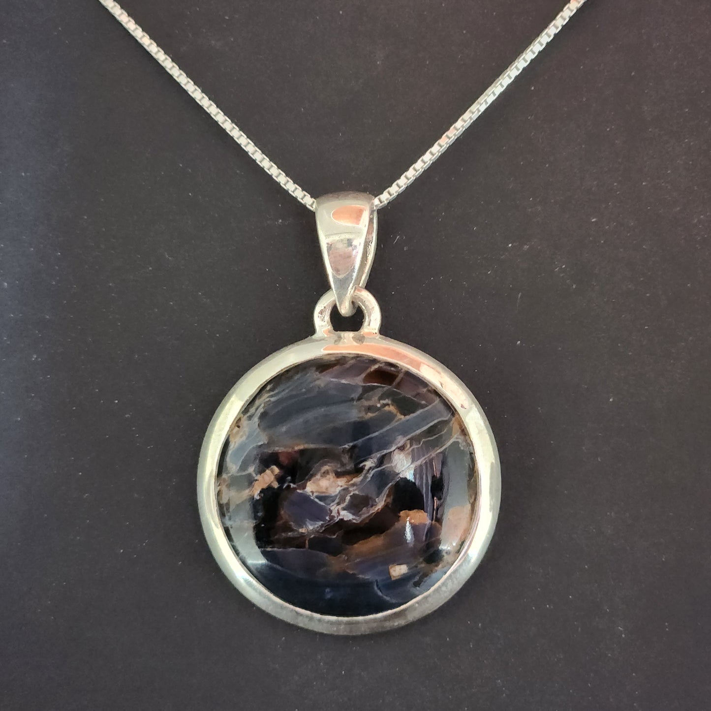 Pietersite Cabochon in Sterling Silver Pendant