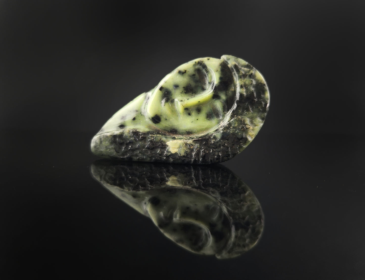 Woman Face Carving in Applegate Jade