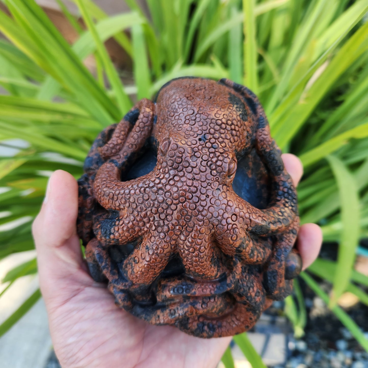 Octopus Carving Handcarved in Red Obsidian