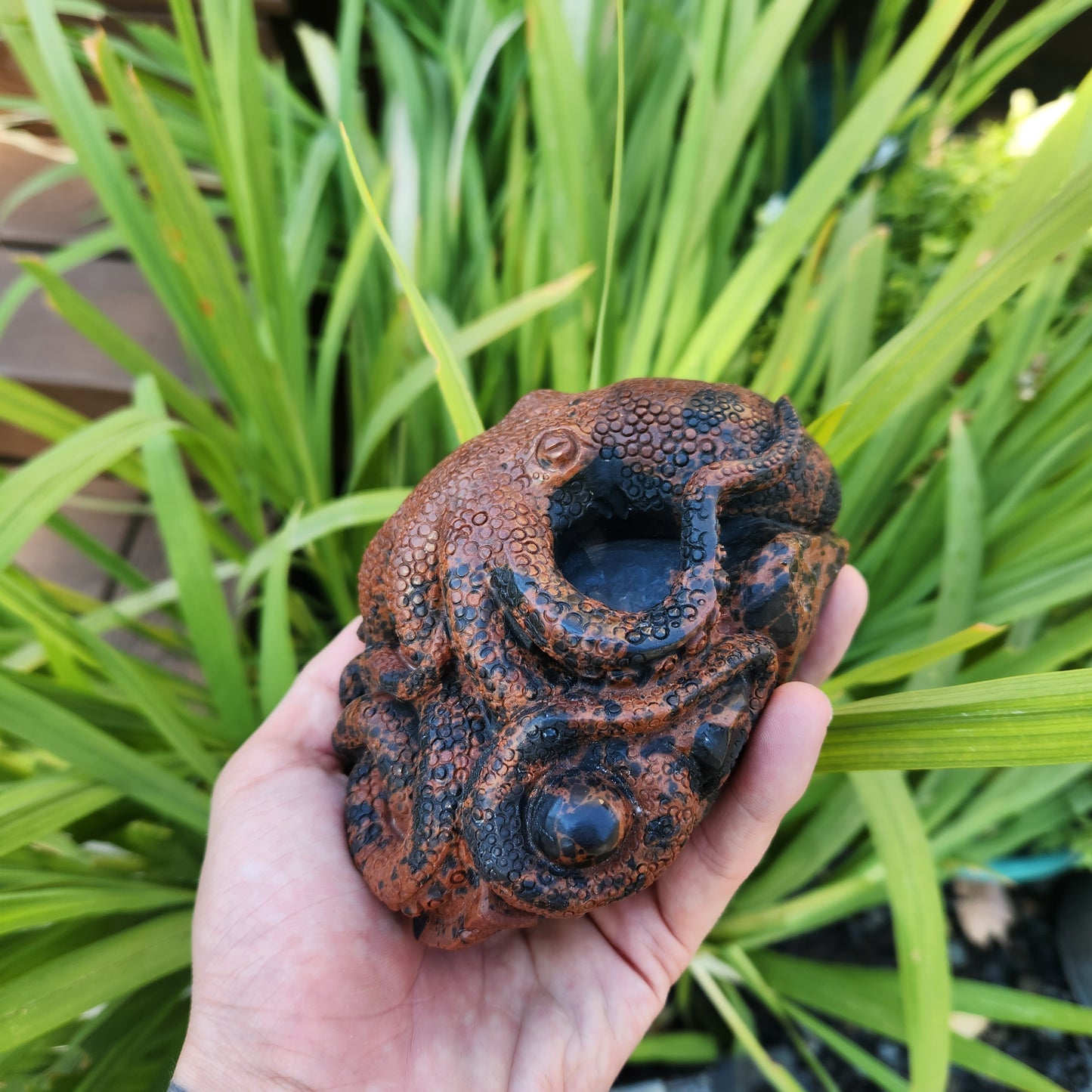 Octopus Carving Handcarved in Red Obsidian