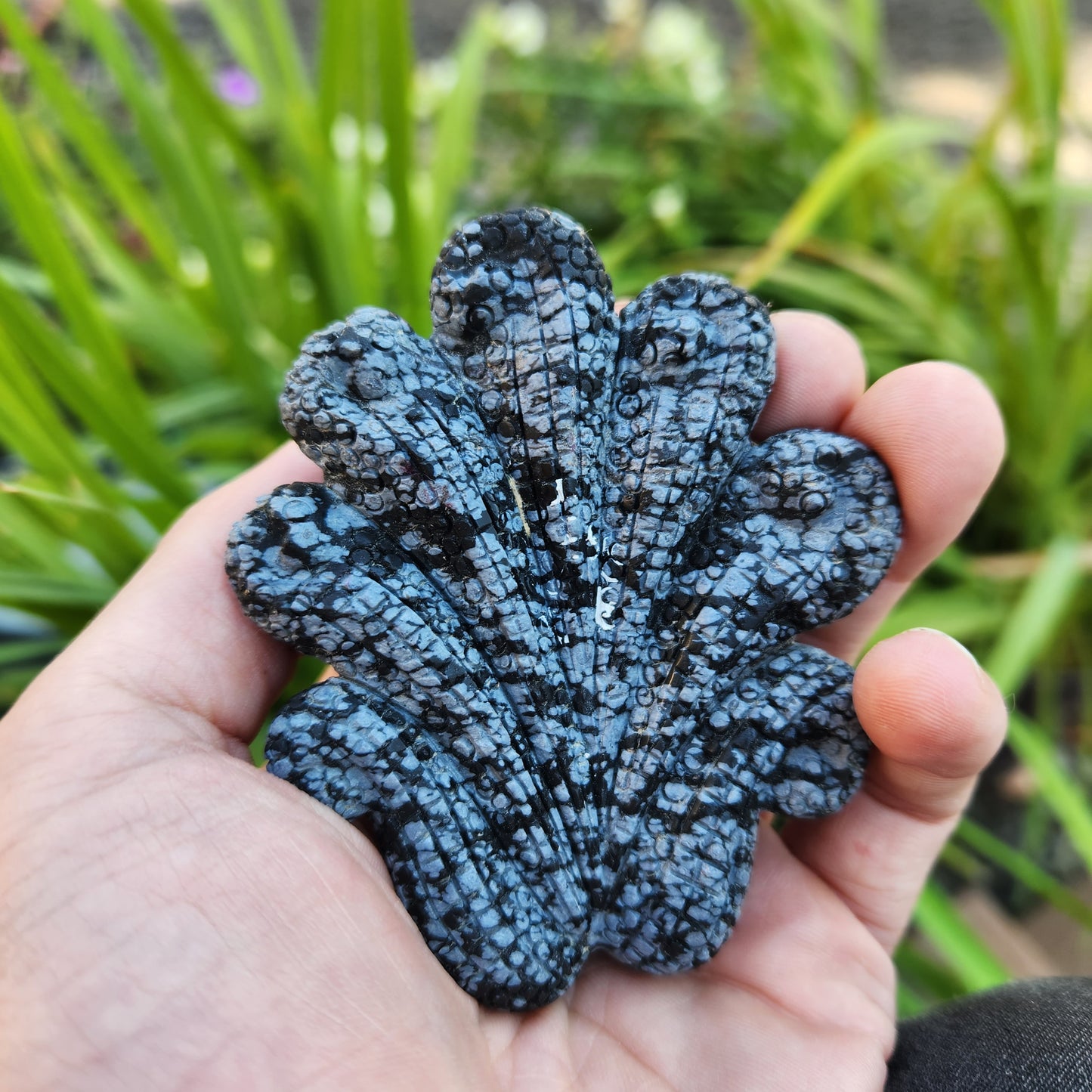Octopus Handcarved into Snowflake Obsidian