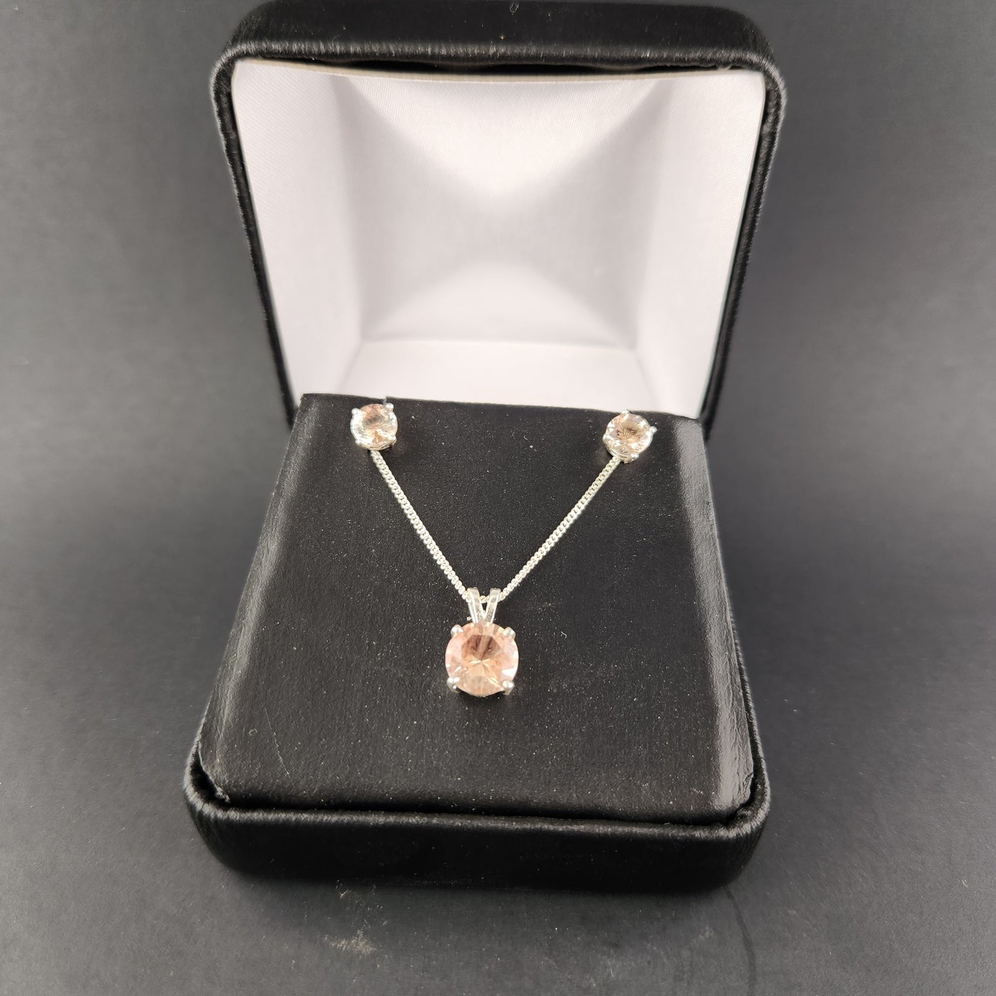 Oregon Sunstone Earring and Pendant Set in sterling silver