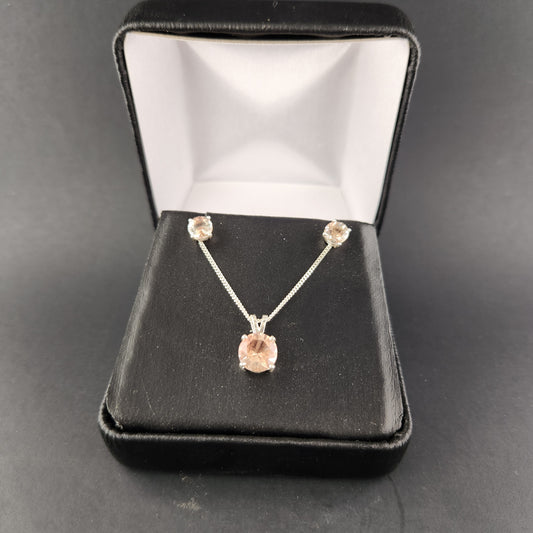 Oregon Sunstone Earring and Pendant Set in sterling silver