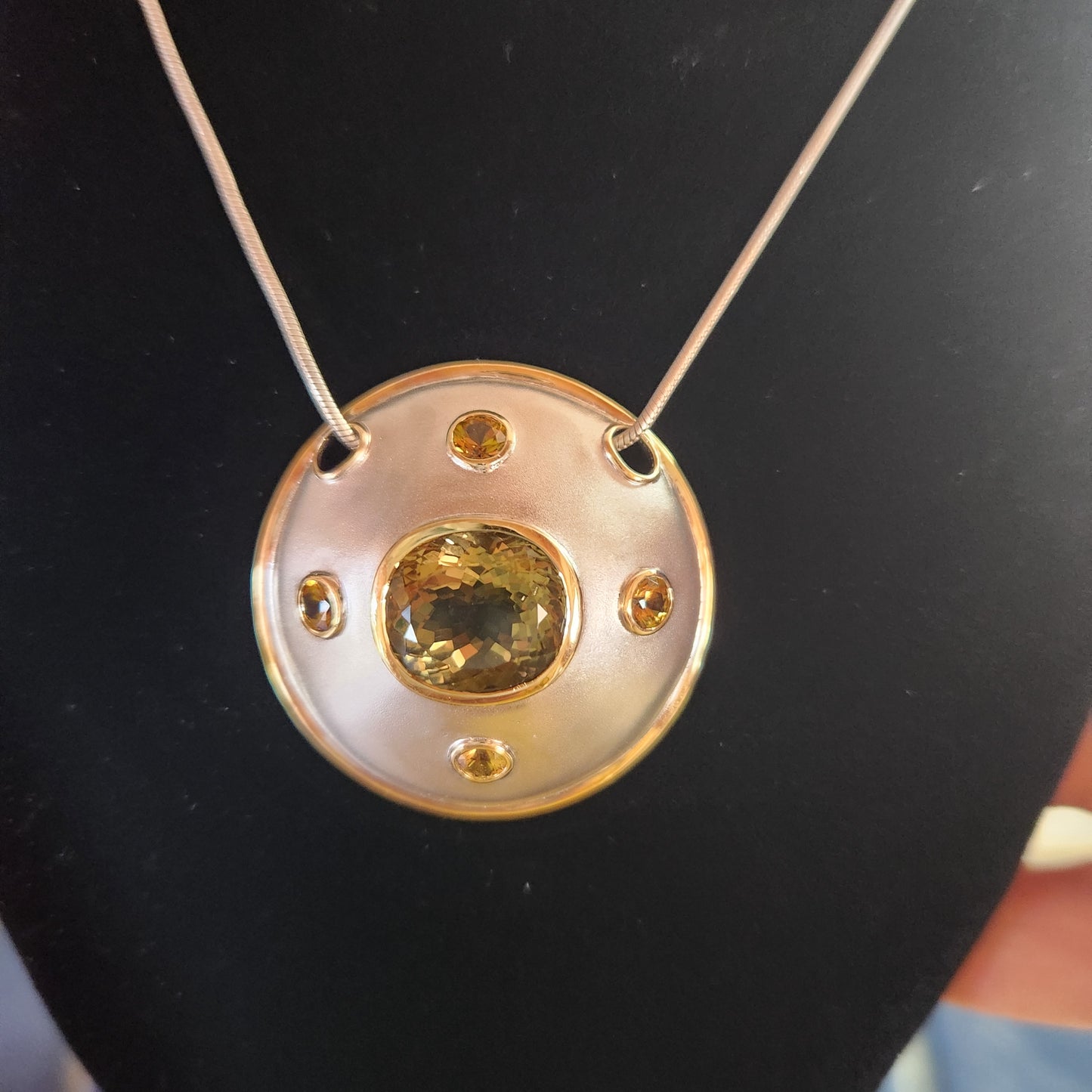 Lemon Quartz and Mali Garnet Pendant set in Sterling silver