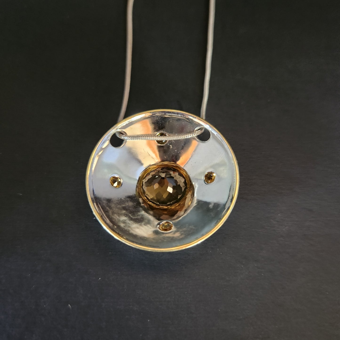 Lemon Quartz and Mali Garnet Pendant set in Sterling silver