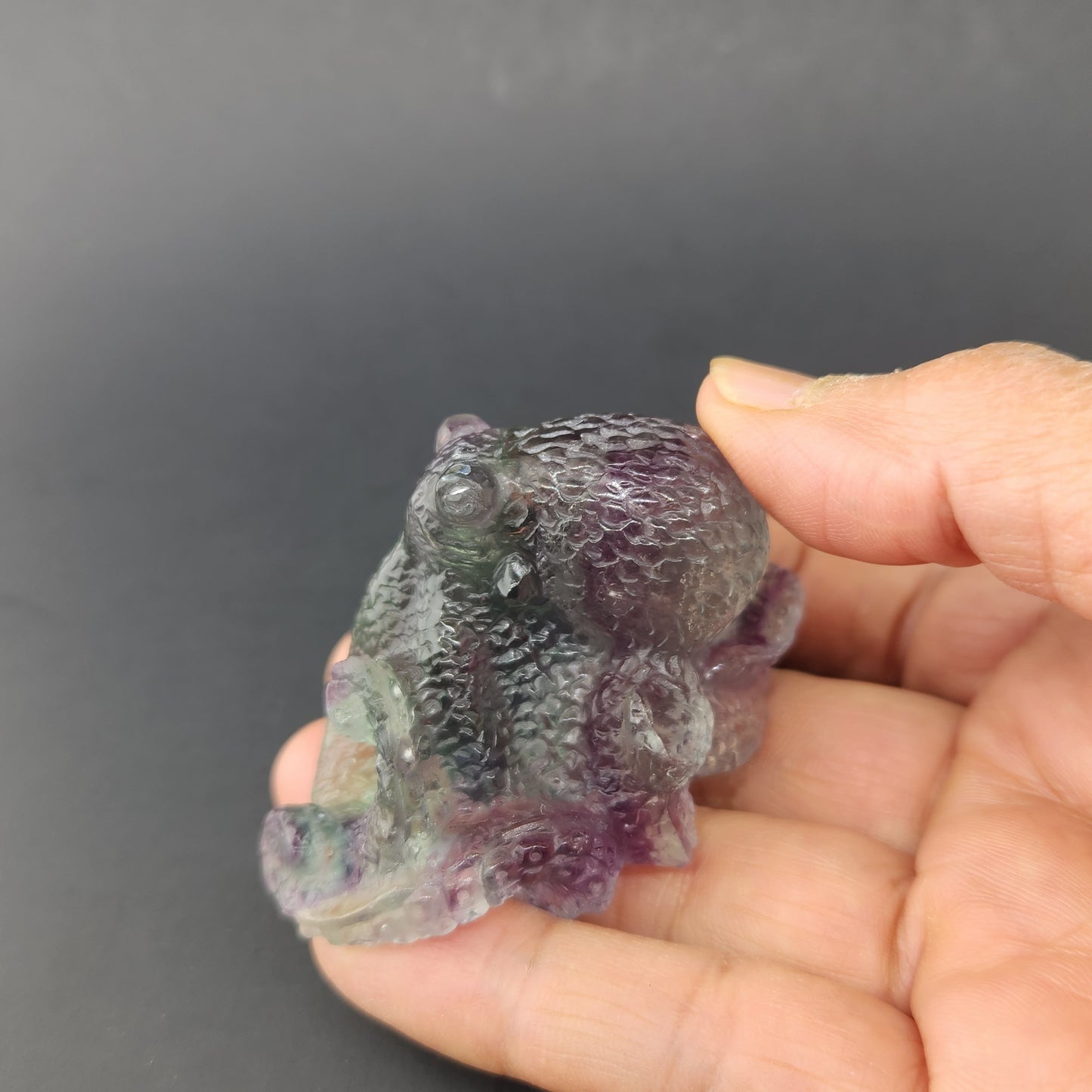 Fluorite carved Octopus handcarved
