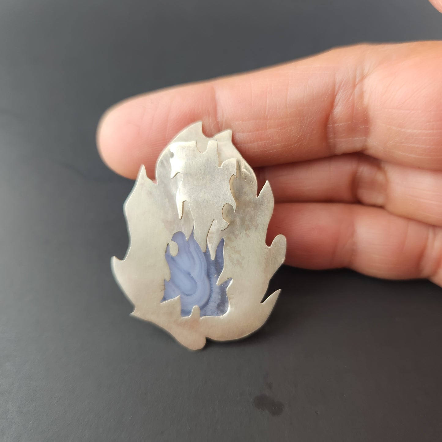 Blue lace Agate silver Pendant