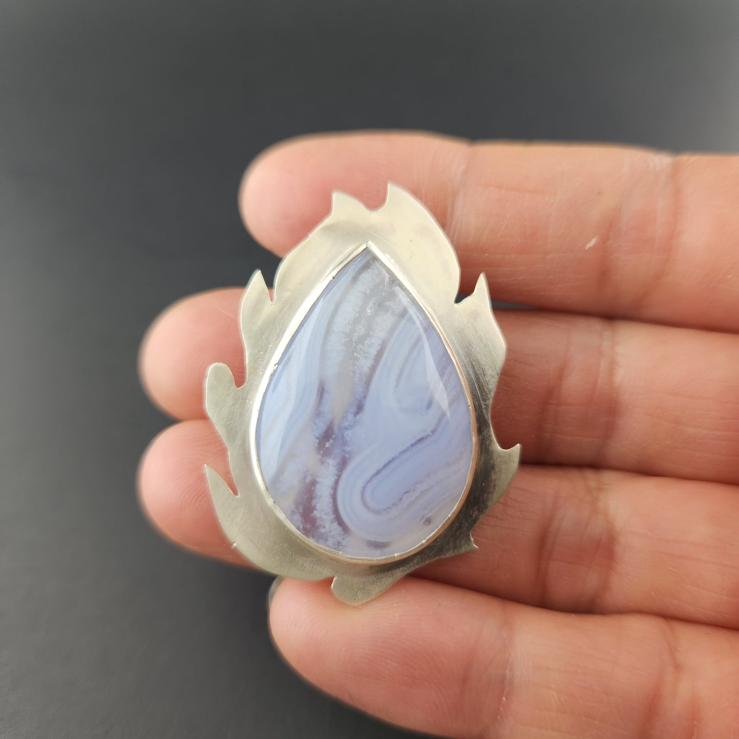 Blue lace Agate silver Pendant