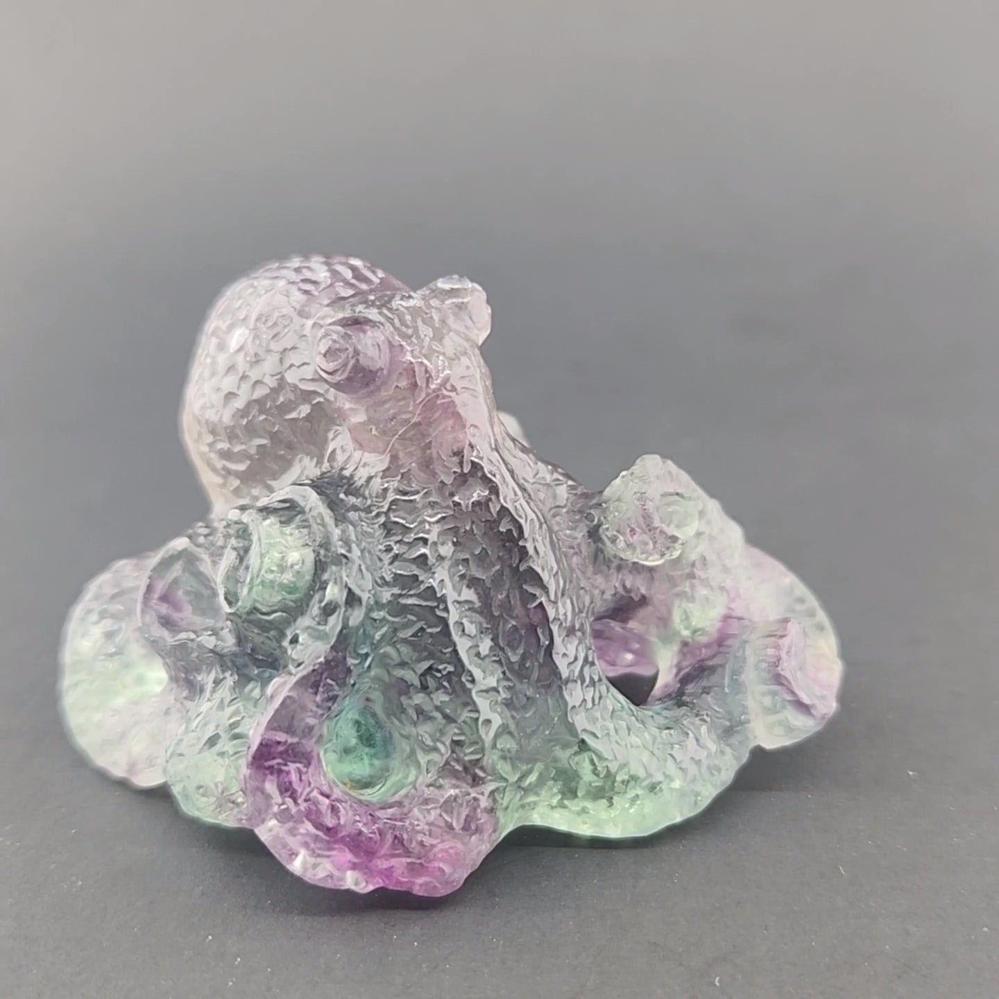 Fluorite carved Octopus handcarved