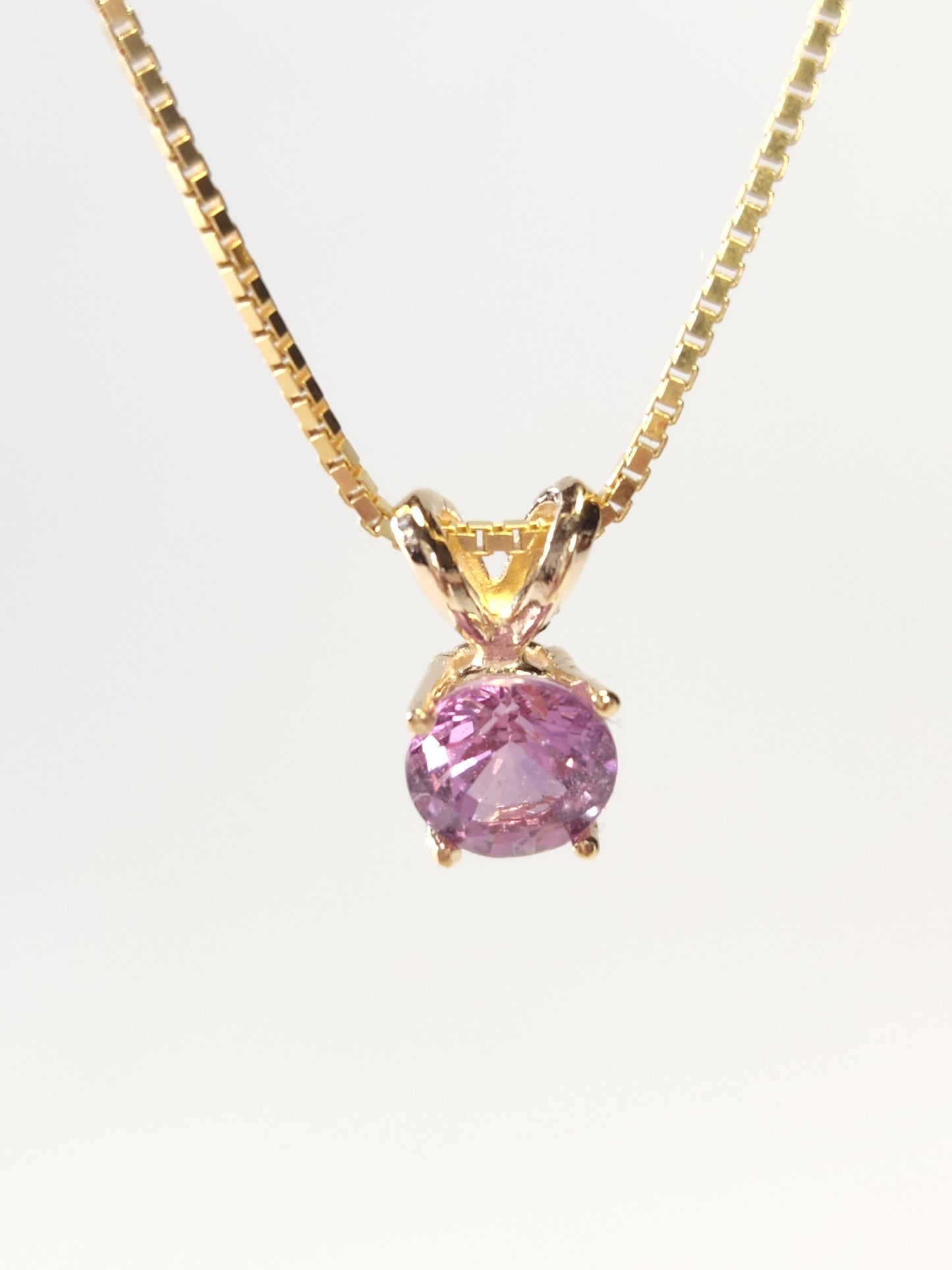 Pink Sapphire in 14ky Gold Pendant