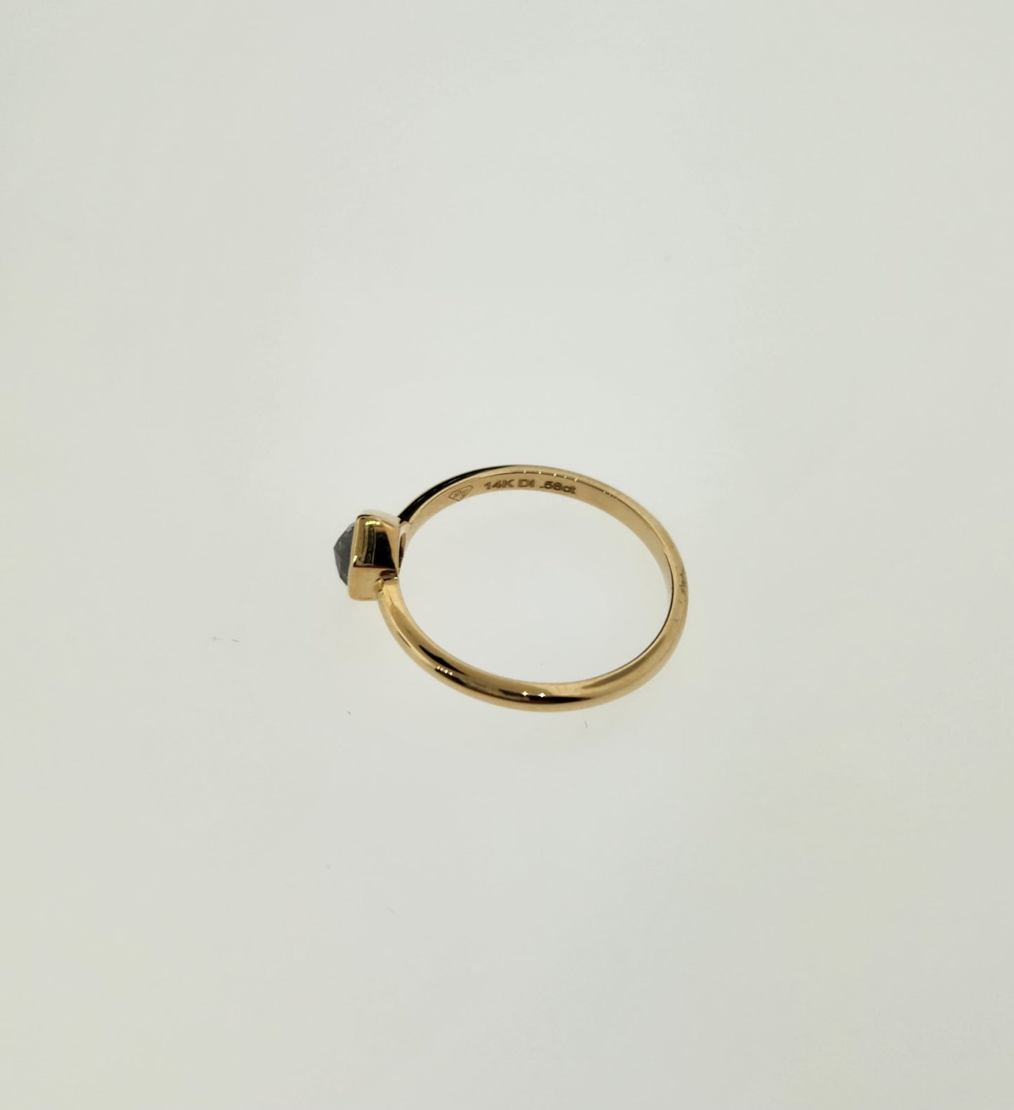 Salt & Pepper Hexagon Diamond Ring 14 k Yellow Gold.