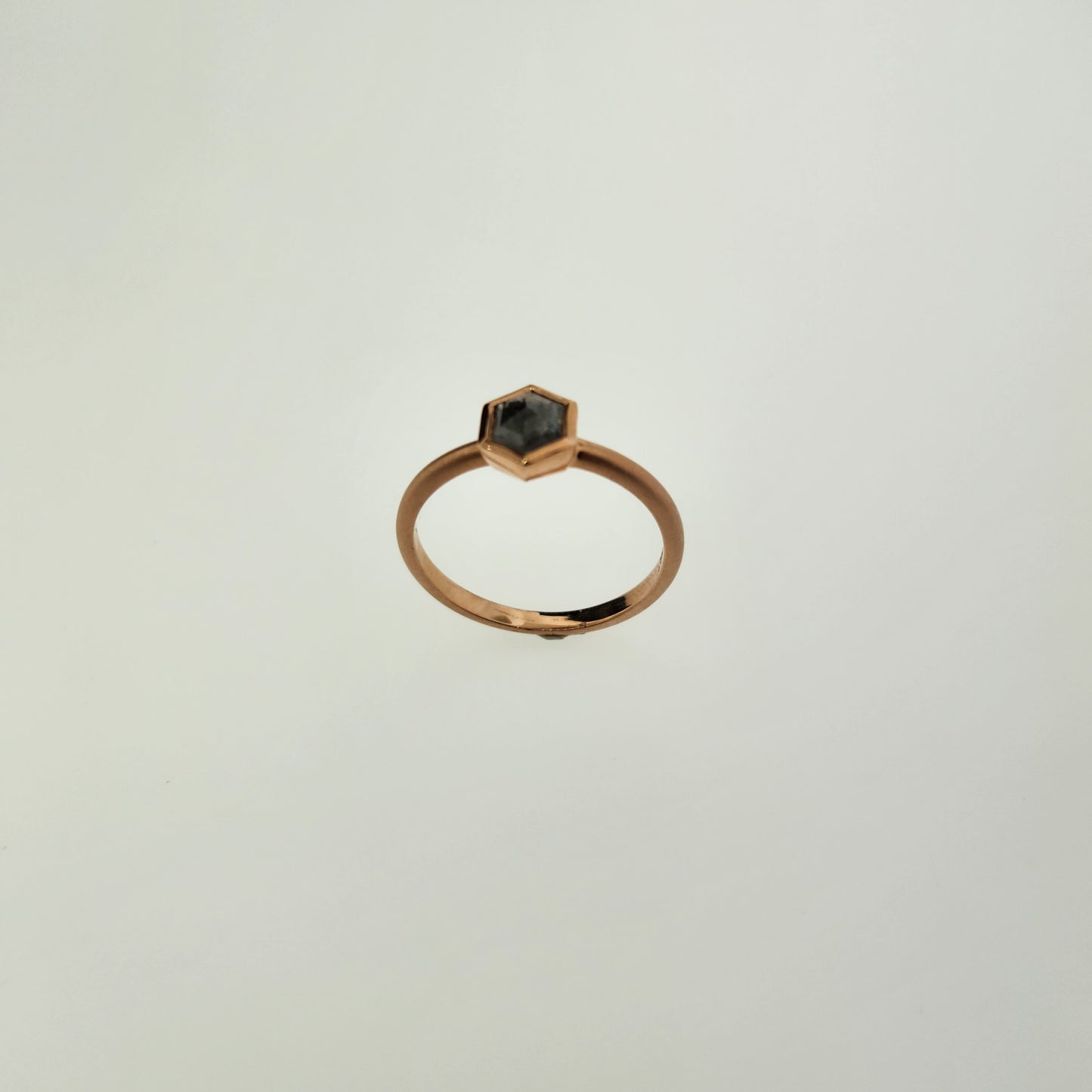 Salt & Pepper Diamond Ring 14 k Rose Gold.