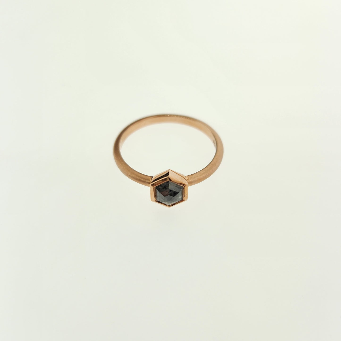 Salt & Pepper Diamond Ring 14 k Rose Gold.