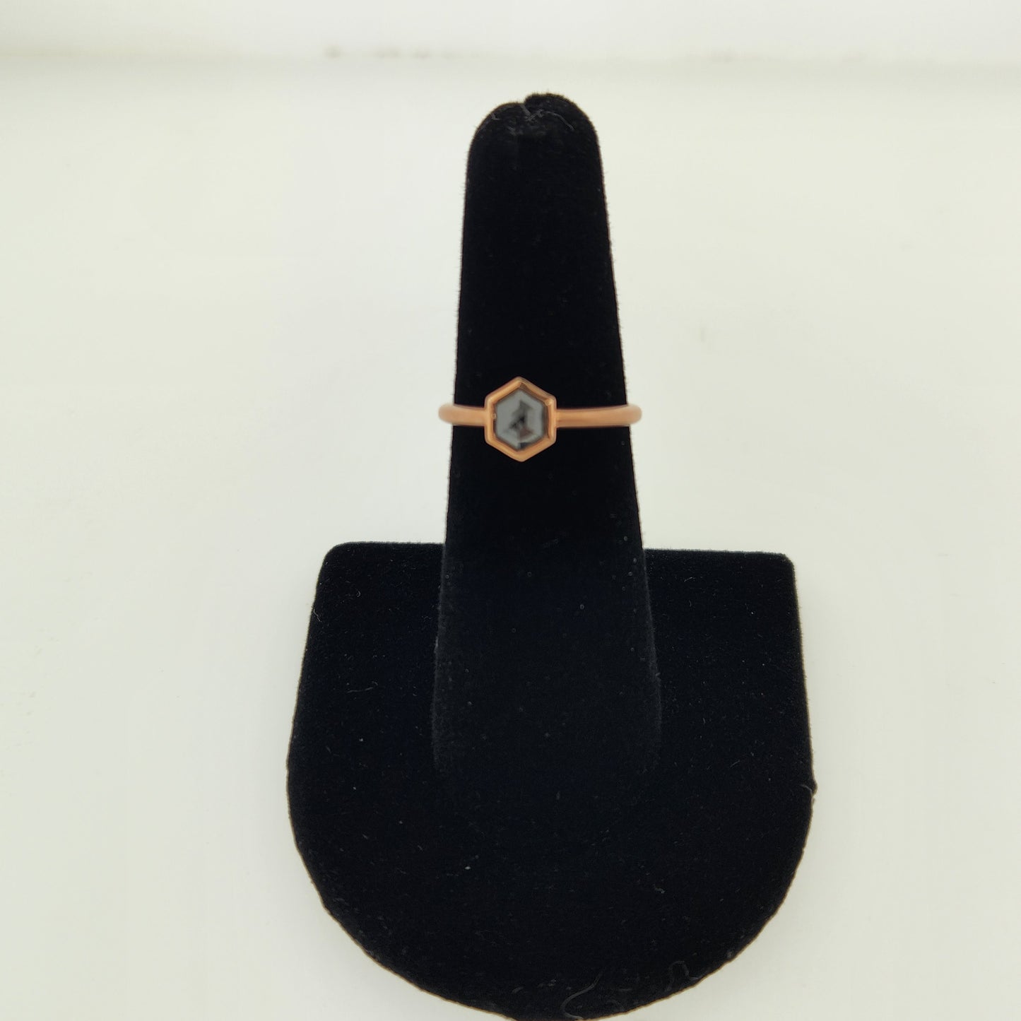 Salt & Pepper Diamond Ring 14 k Rose Gold.