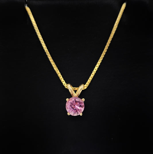 Pink Sapphire in 14ky Gold Pendant