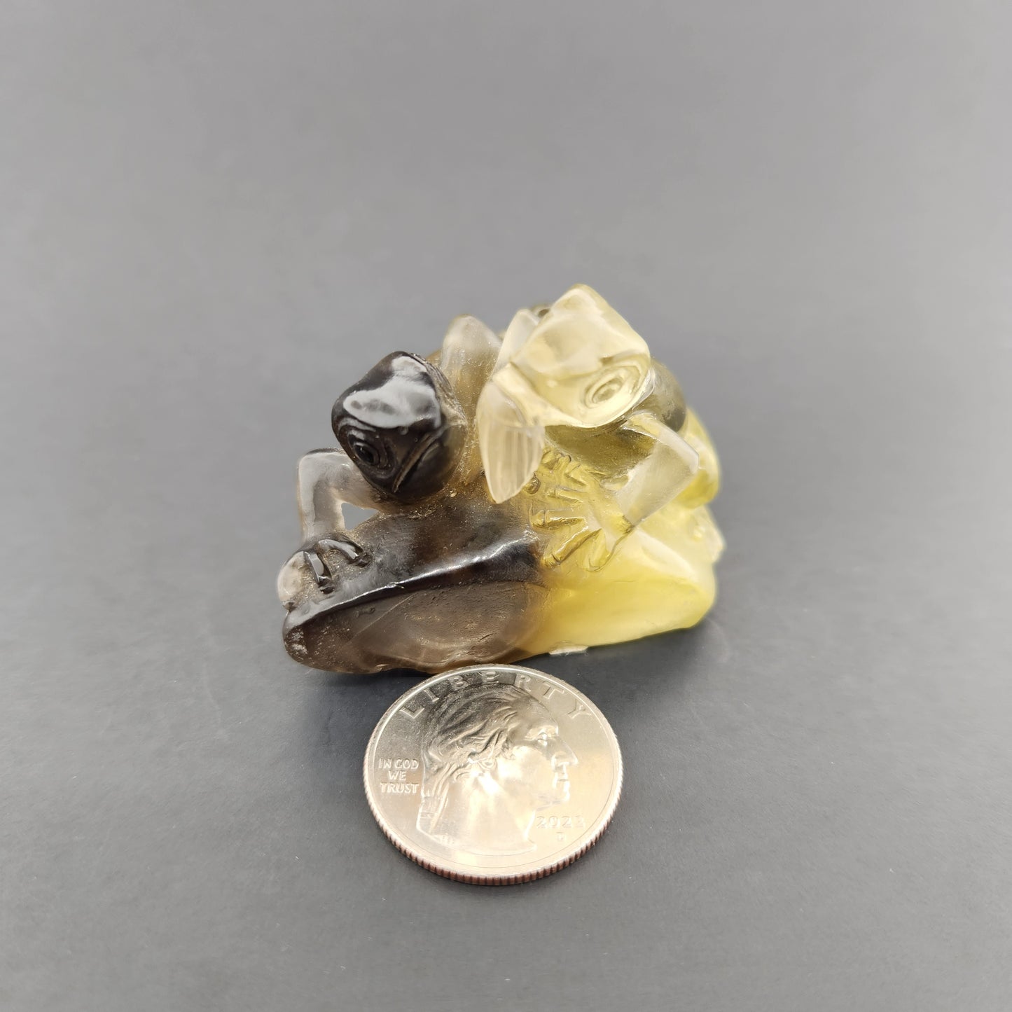 Hand carved Smokey Quartz Lizard.