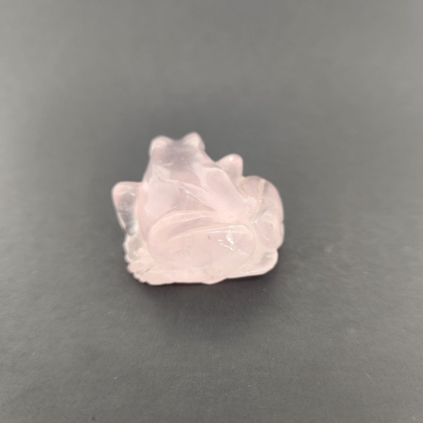Hand Carved Rose Quartz Frog.