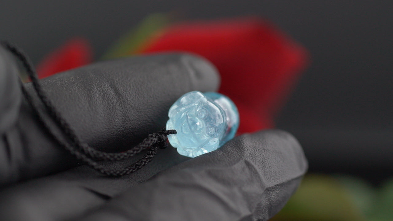 Aquamarine Pig Carving Pendant.