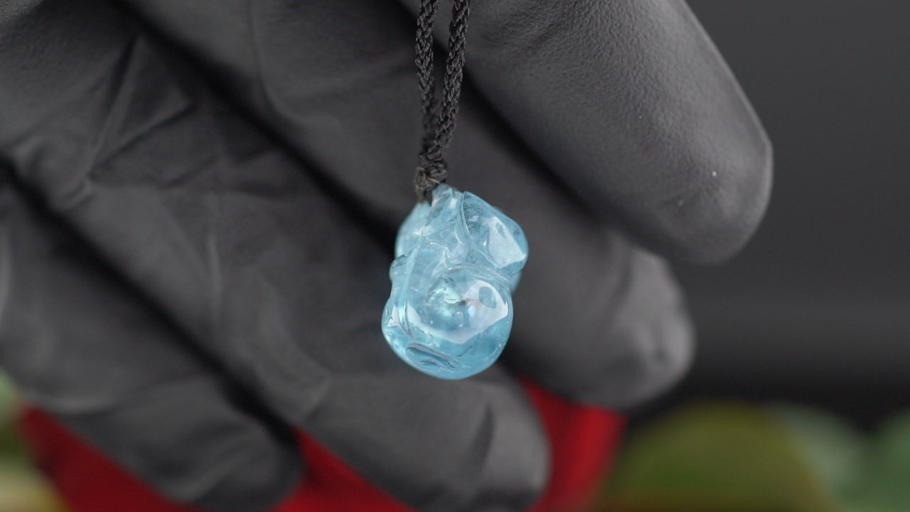 Aquamarine Pig Carving Pendant.