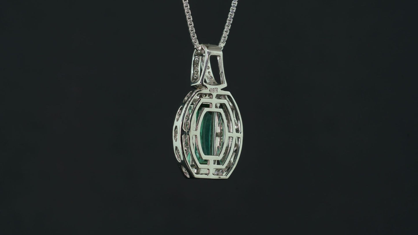 Congo Tourmaline 18 k White Gold Pendant.