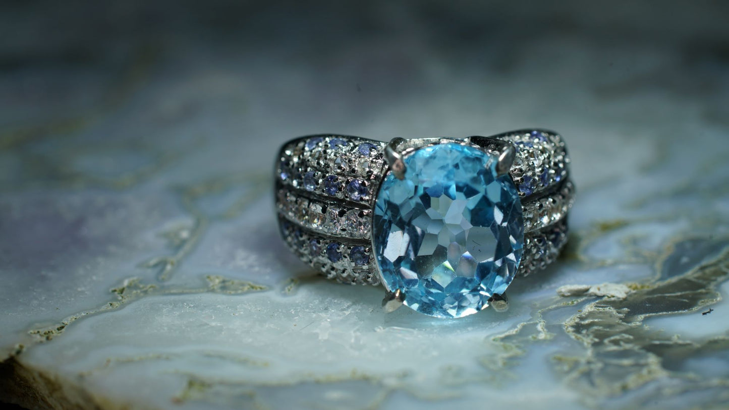 Blue Topaz Silver Ring