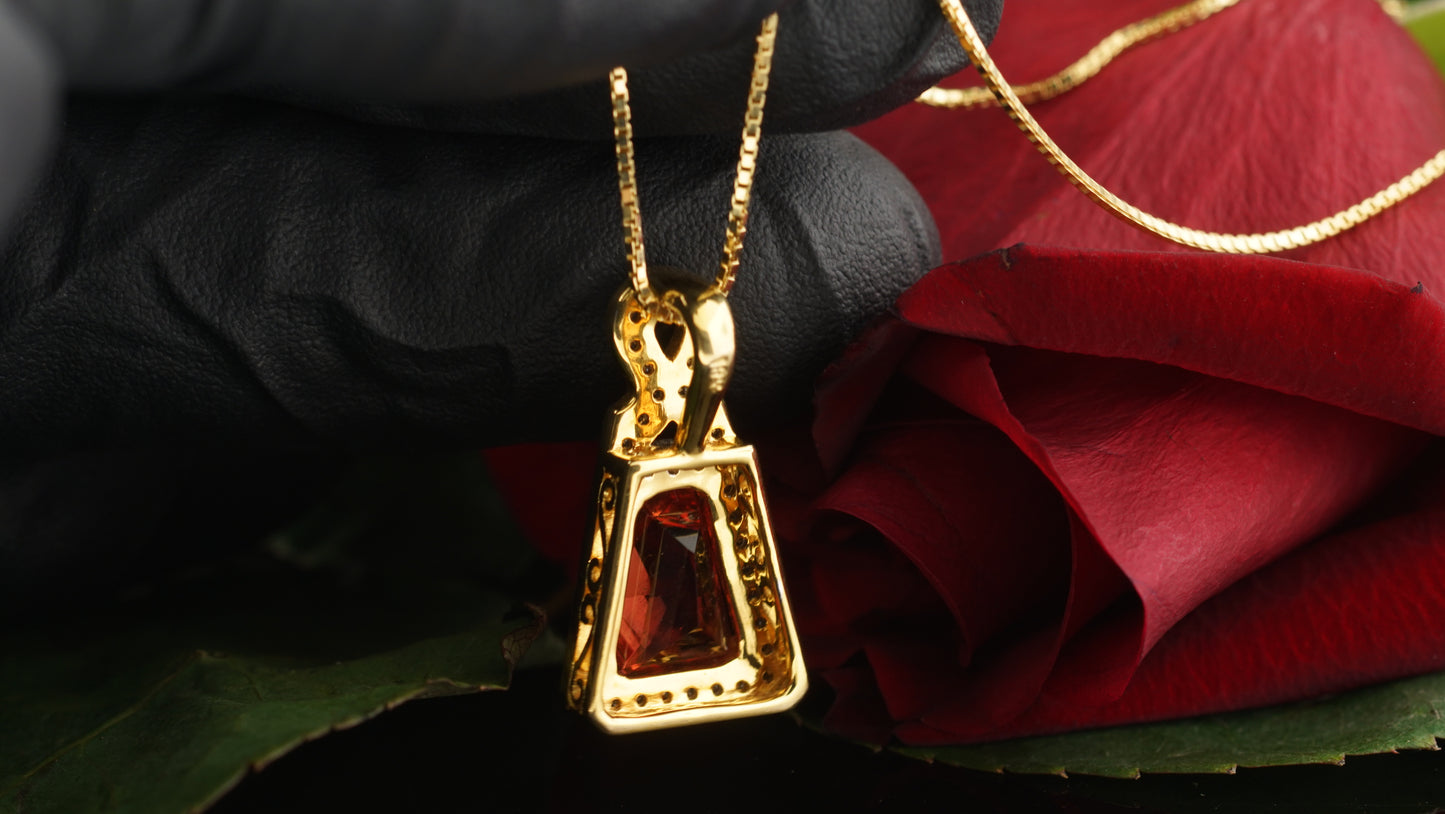 2.35ct Oregon Sunstone 18k White & Yellow Gold Pendant.
