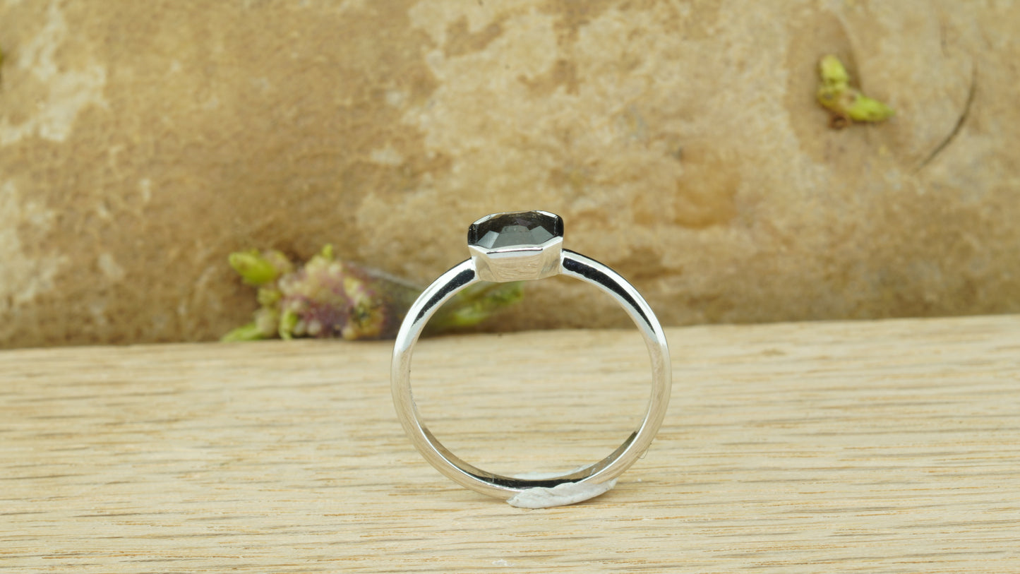 Salt & Pepper Hexagon Diamond Ring Setting in 14 k White Gold.