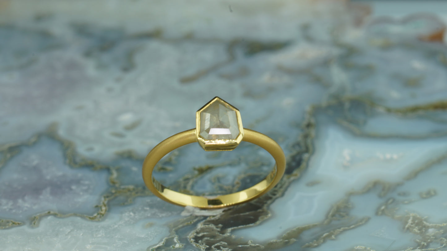 Salt & Pepper Diamond Ring 14 k Yellow Gold.