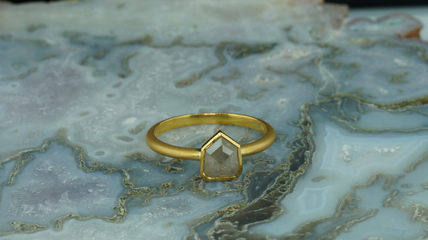 Salt & Pepper Diamond Ring 14 k Yellow Gold.