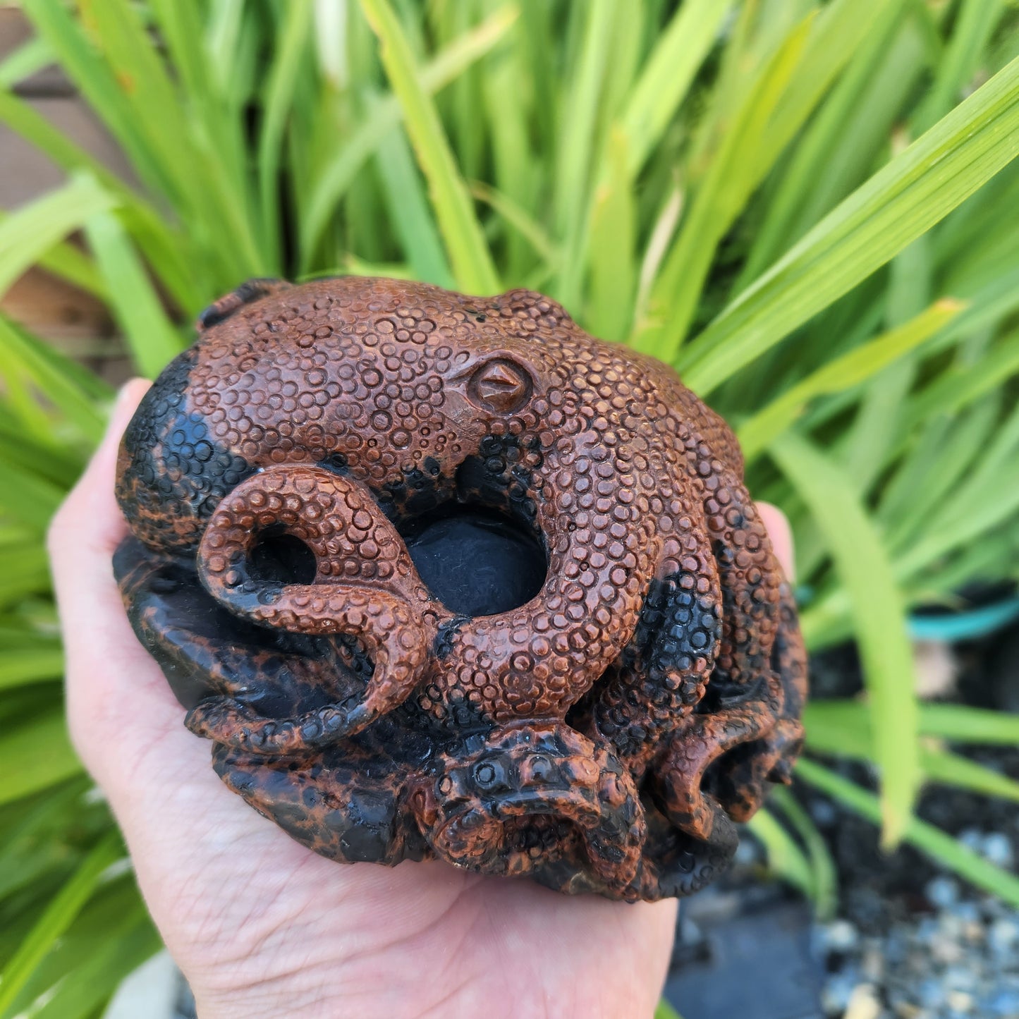 Octopus Carving Handcarved in Red Obsidian