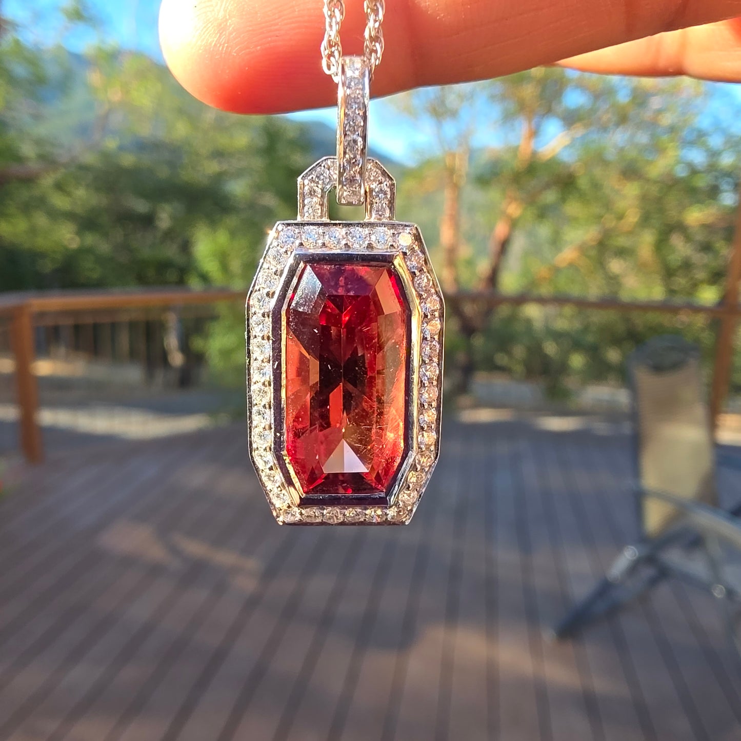 Oregon Sunstone 18k White Gold Pendant.