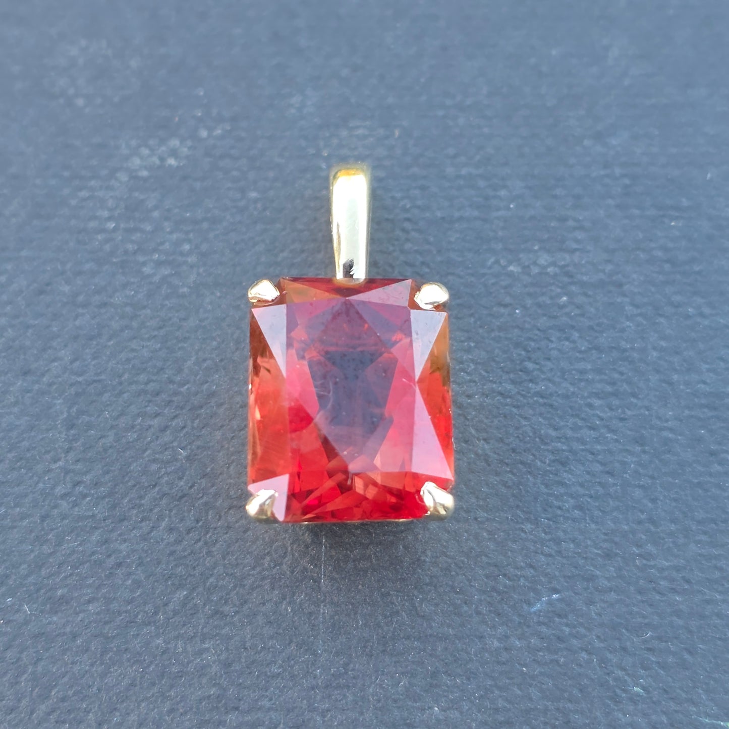 7.80 ct Oregon Sunstone Pendant, Emerald Cut, 14k Gold Setting