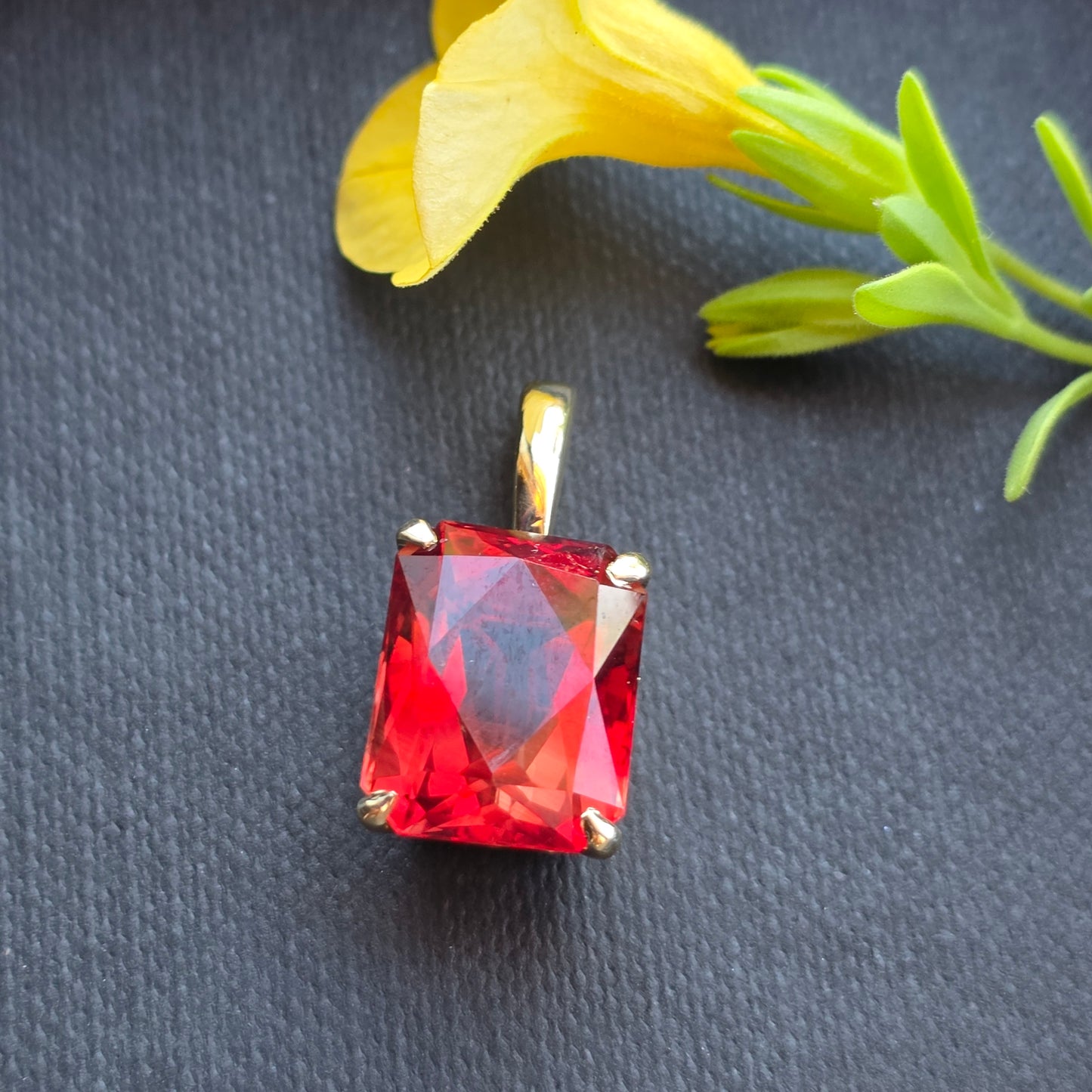 7.80 ct Oregon Sunstone Pendant, Emerald Cut, 14k Gold Setting