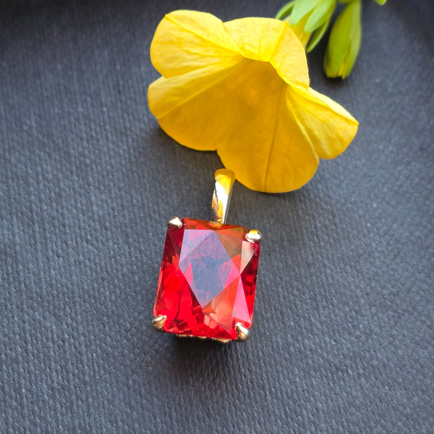 7.80 ct Oregon Sunstone Pendant, Emerald Cut, 14k Gold Setting
