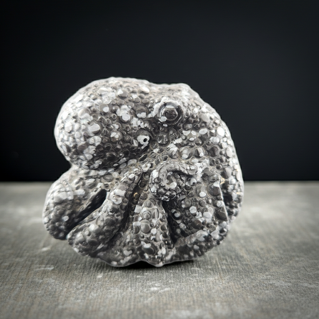 Octopus carved snowflake Obsidian.