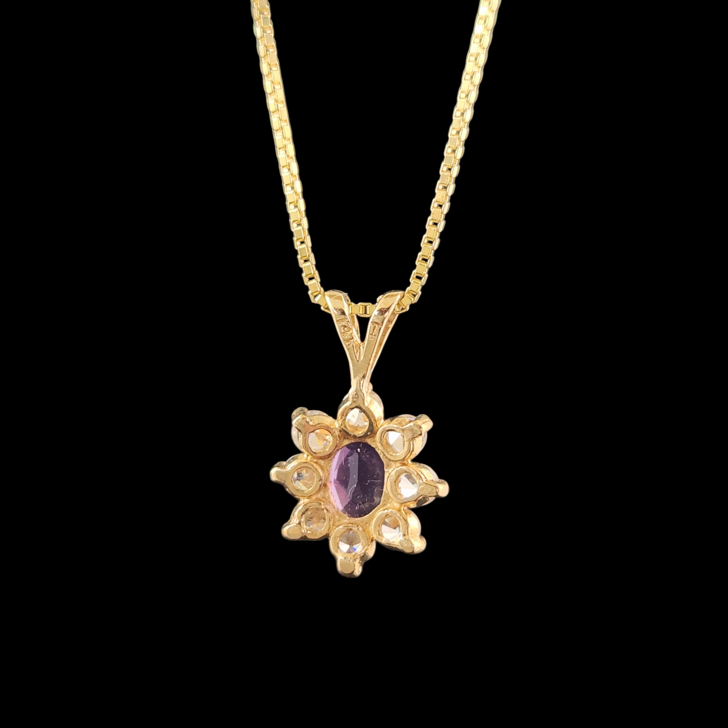 Amethyst and CZ in 14ky gold Pendant