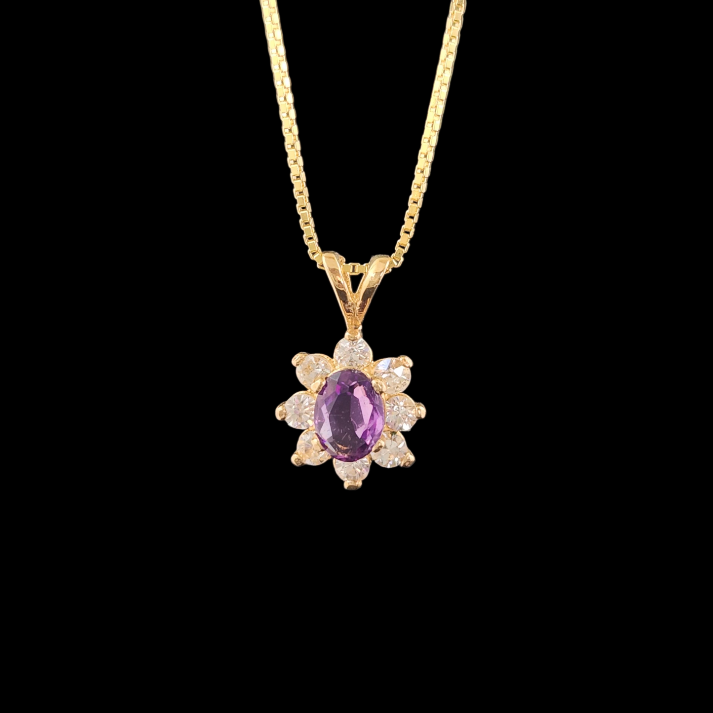 Amethyst and CZ in 14ky gold Pendant