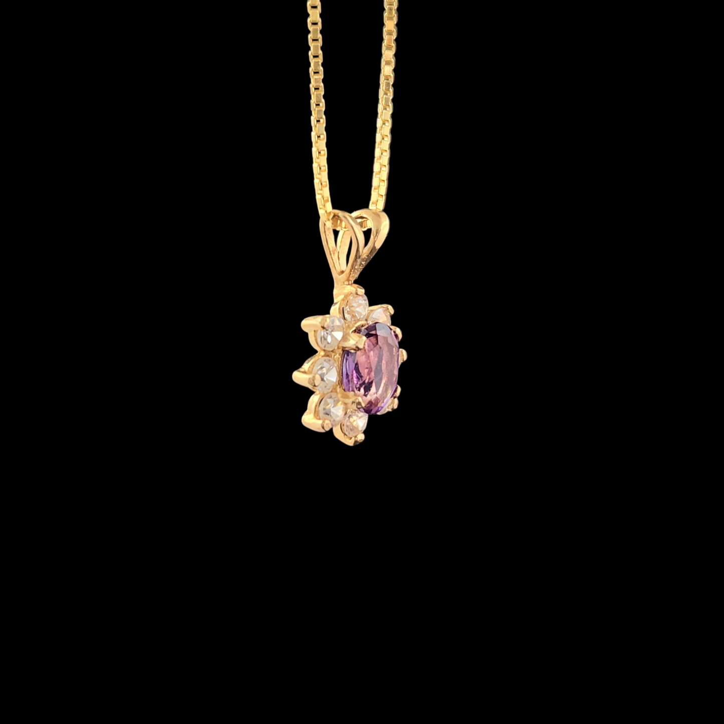 Amethyst and CZ in 14ky gold Pendant