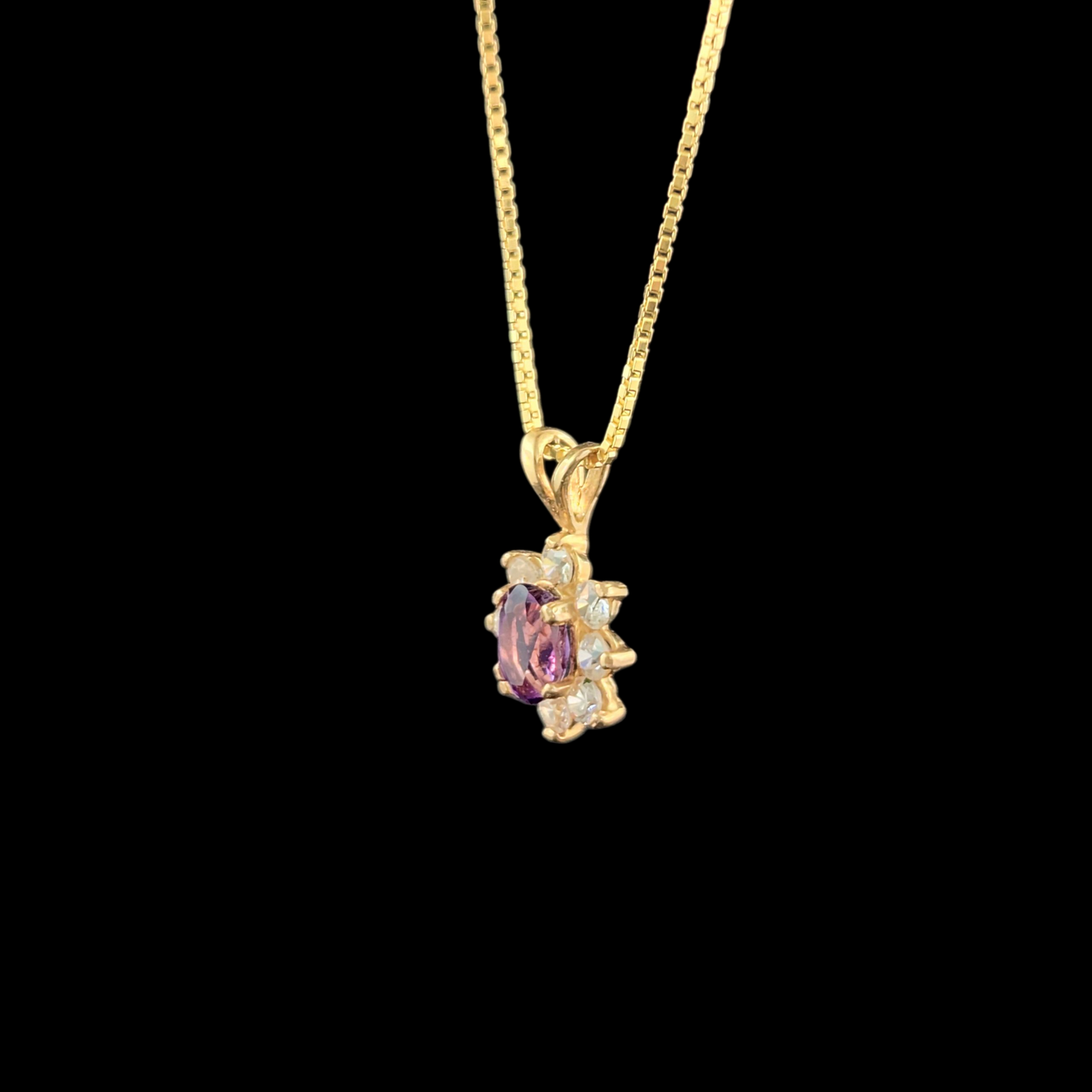 Amethyst and CZ in 14ky gold Pendant
