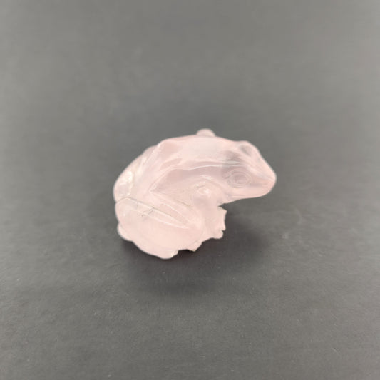 Hand Carved Rose Quartz Frog.