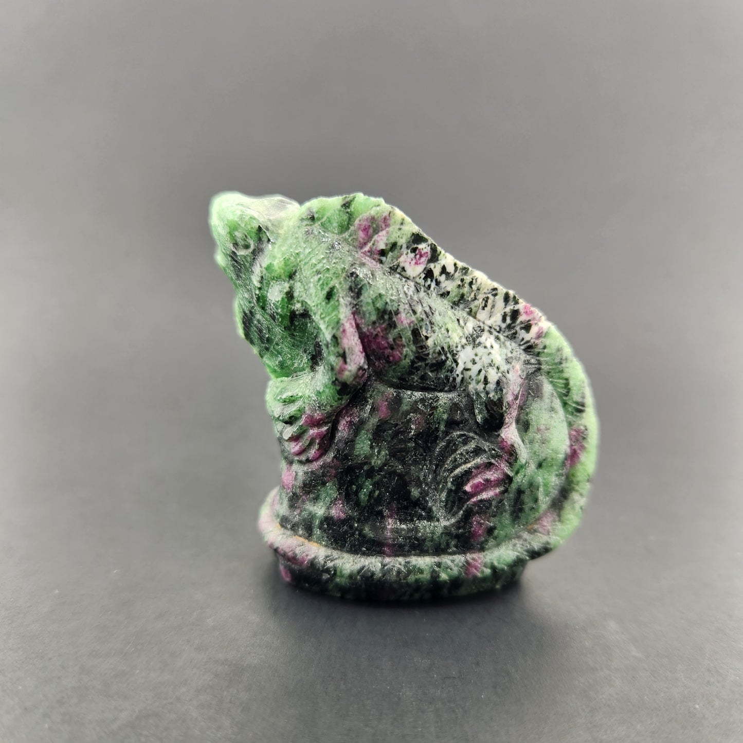 Ruby Zoisite Lizard Carving