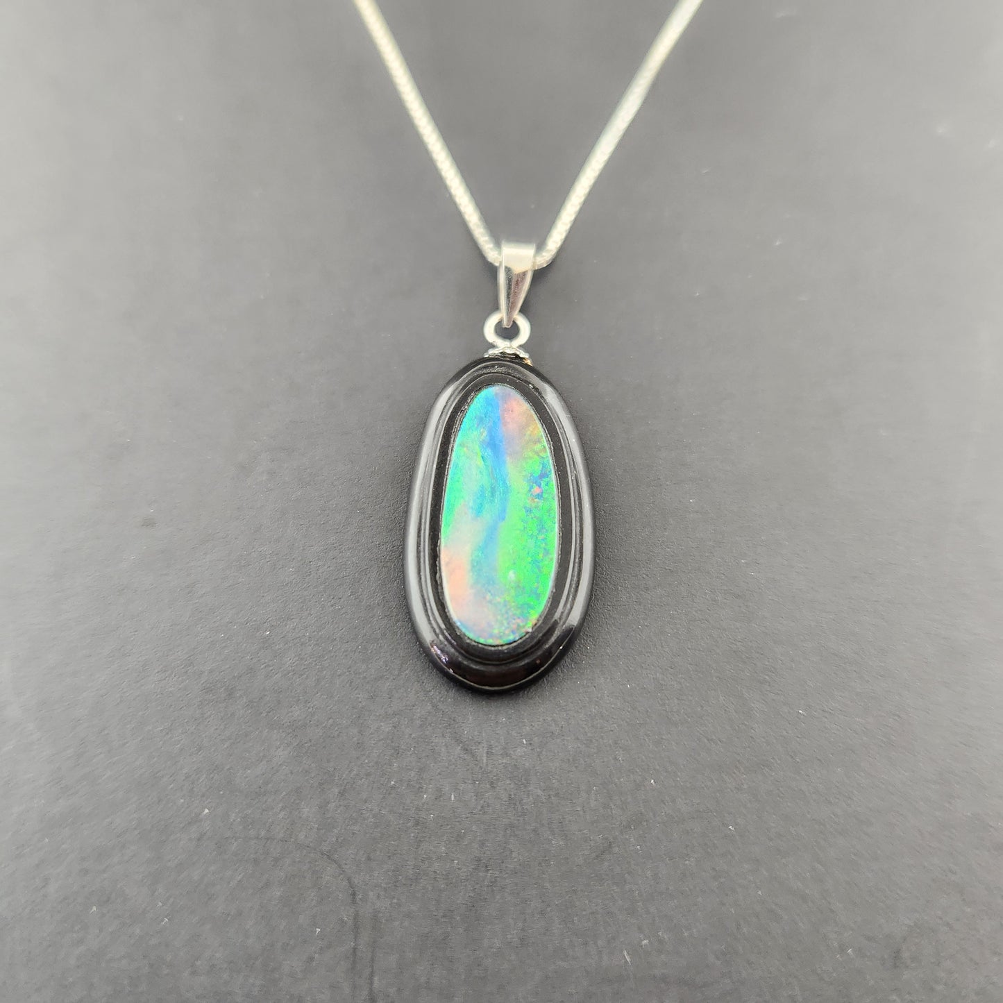 Australia Opal set in Onyx Pendant